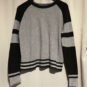 Pulse Boutique Waffle Knit Long Sleeve Top Blue/Grey Size L